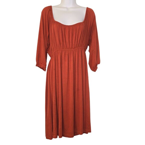New York & Co. Size L Women's Rust Colored Stretch Dress Midi - Picture 1 of 7